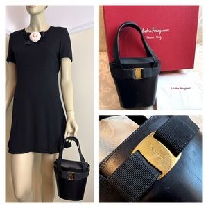 Salvatore Ferragamo black leather bucket bag